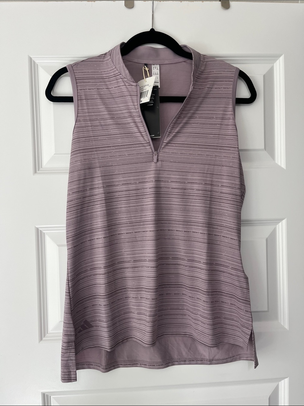 adidas Sleeveless Zip Mock Neck Tank Top - Dusty Lavender